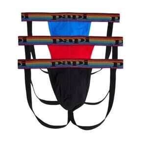 Papi Men's 3-pack Jockstraps Blue Red Black Large